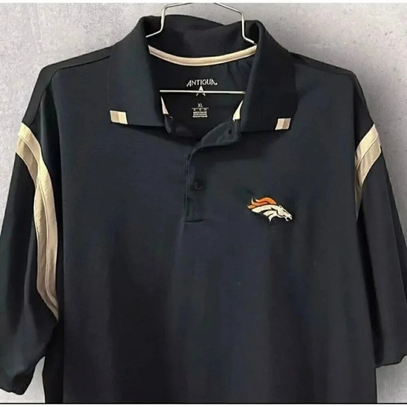 Antigua Denver Broncos Shirt Mens XL Blue NFL Football Team Logo Polyester Polo - Picture 3 of 10